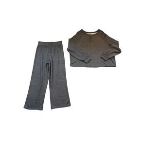 Honeydew Intimates Womens Heather Charcoal Henley Top Wide Leg Pants Set Small